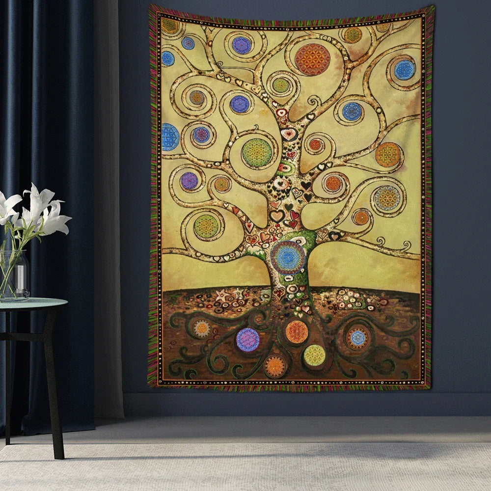 Decobites Tree Of Life Tapestry: Hippie Queen Bed Sheet Wall Hanging, Psychedelic Bohemian Room Decor