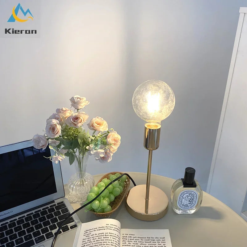 DecorBites™ Golden Modern LED Bedside Lamp for College Dorm Study Desk