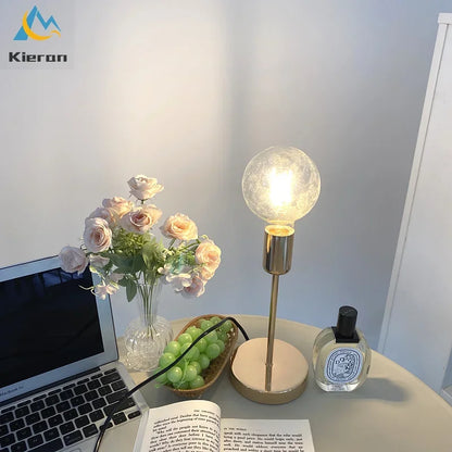 DecorBites™ Golden Modern LED Bedside Lamp for College Dorm Study Desk