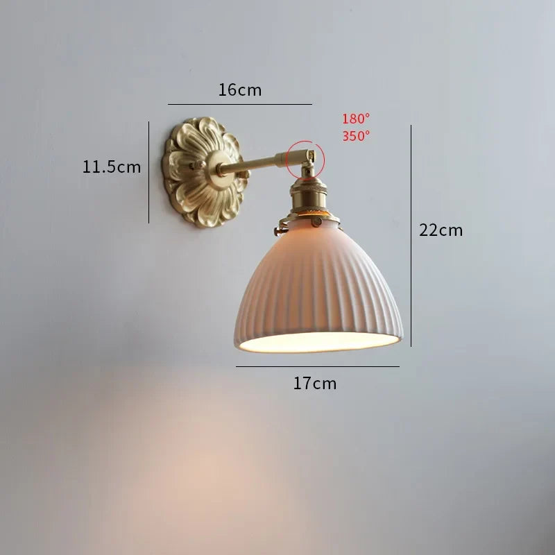Decorbites™ Grüne Glas-LED-Wandleuchte mit Kupferbasis für Schlafzimmer und Wohnzimmer