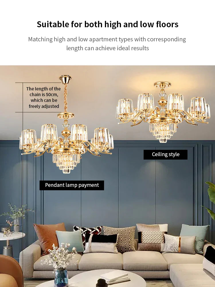 DecorBites™ Elegant Crystal Chandelier for Living and Dining Room Lighting