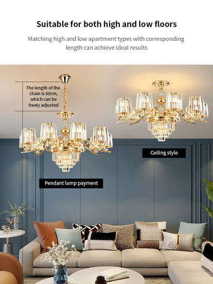 DecorBites™ Elegant Crystal Chandelier for Living and Dining Room Lighting