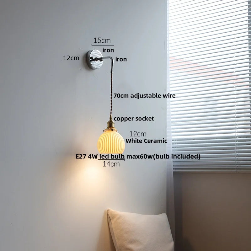 DecorBites™ Ceramic LED Wall Sconce Pull Chain Switch, Modern Nordic Bathroom Mirror Light