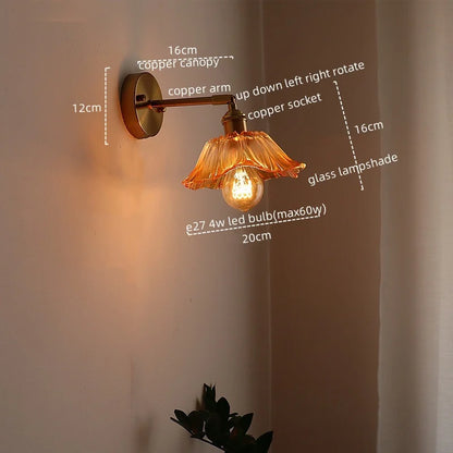 DecorBites™ Japanese Style LED Glass Copper Wall Lamp Sconce for Restaurant, Bar, Bedroom, Bathroom