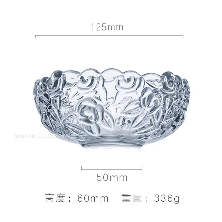 Decorbites™ Glas-Salat-Schüssel mit goldenem Rand – Vintage-Gravur, Relief-Handwerk