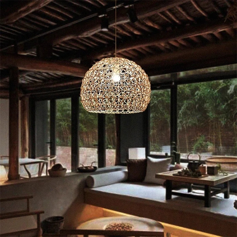 DecorBites™ Hand Woven Rattan Pendant Lights Chandelier Bamboo Modern Living Room Decor