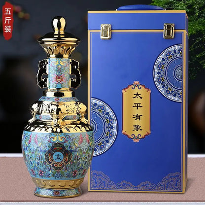 DecorBites™ Jingdezhen Ceramic Wine Bottle 5kg High-Grade Sealed Set White Wine Jar