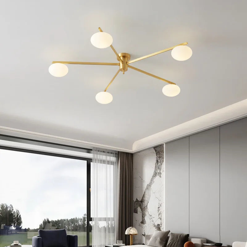 DecorBites™ Brass Glass Ceiling Lamp, G9 Bulb Suspension Light for Bedroom, Living Room