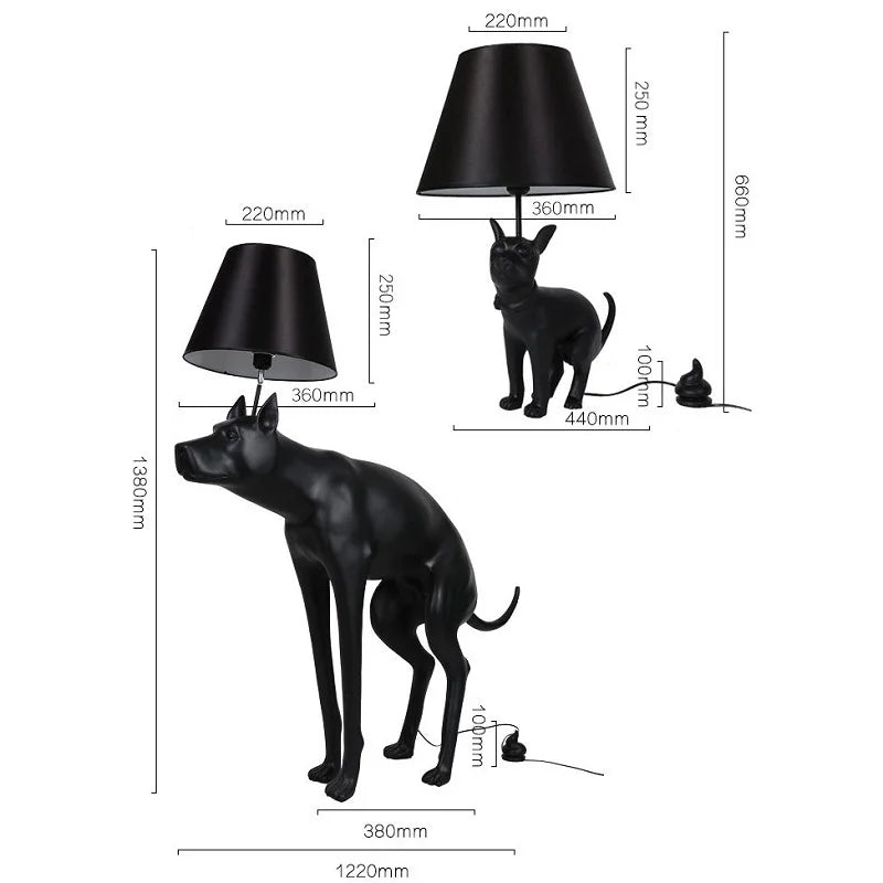 DecorBites™ Big Dog LED Floor Lamp Black Dog Table Lamp E27 for Living Room