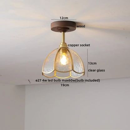 DecorBites™ Amber Glass Copper LED Ceiling Light Fixture for Modern Home Decor