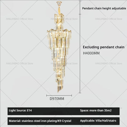 DecorBites™ Crystal Chandelier: European Villa Hotel Luxury Hollow Building Middle Floor Lighting