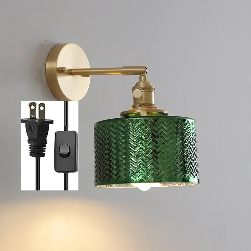 DecorBites™ Green Glass Nordic Wall Sconce LED Light for Bedroom Bathroom Mirror