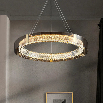 DecorBites™ LED Gold Crystal Glass Ceiling Chandelier for Living Room Bedroom Kitchen
