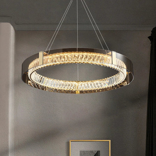 DecorBites™ LED Gold Crystal Glass Ceiling Chandelier for Living Room Bedroom Kitchen