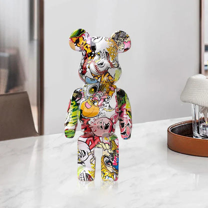 Figura DecorBites™ Oso Graffiti de 27 cm | Estatua y hucha decorativas modernas para el hogar