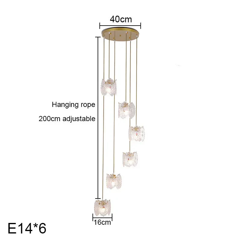 DecorBites™ Carved Glass Pearl Chandelier for Dining Room, Living Bedroom, Study, Balcony - LED Pendant Lighting