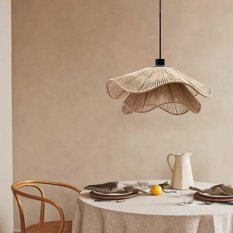 DecorBites™ Hemp Rope Ceiling Chandelier, Nordic Minimalist LED Pendant Lights for Dining Room