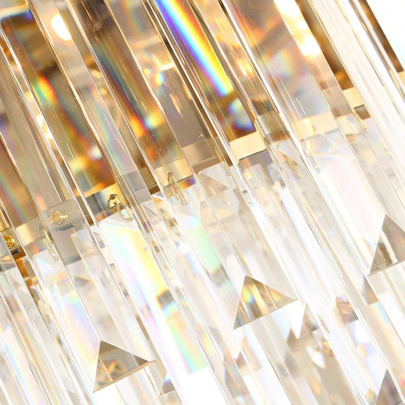 DecorBites™ Golden Crystal Chandelier LED Ceiling Light for Living Room & Lobby