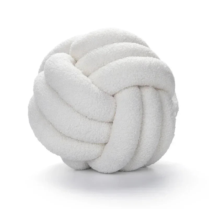 Decobites Lamb Fleece Sofa Bed Pillows, High-End Knotted Ball Cushions for Elegant Living Room Decor