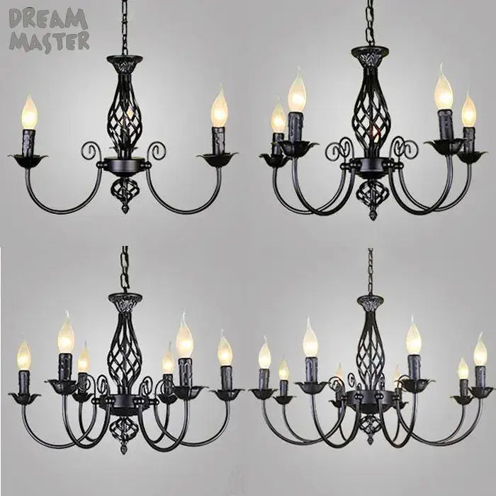 DecorBites™ Modern Black Iron Chandelier for Living Room