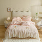 Decobites Sweet Lace Ruffles Flowers Bow Wedding Bedding Set - 200X230cm