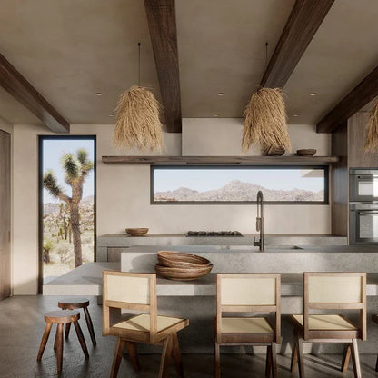 DecorBites™ Handwoven Rattan LED Chandelier Pendant Light Fixture for Dining Room & Bar