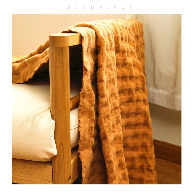 بطانية ديكوربايتس™ المحبوكة من الوافل - غطاء أريكة متعدد المواسم، ومفرش سرير، ومنشفة نهاية سرير القيلولة