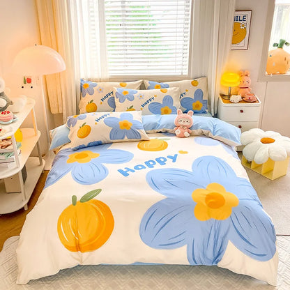 Decobites Flower Single Double Bedding Set Full Size Cotton Duvet Cover High Quality Quilt Cover Set