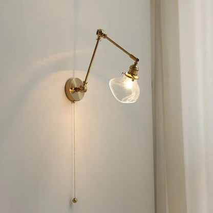DecorBites™ Brass Swing Arm LED Wall Light Fixture with Rotatable Arms & Pull Chain Switch