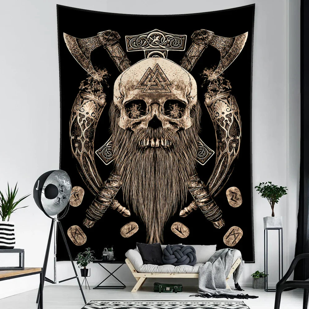 Decobites Viking Symbols Tapestry Wall Hanging for Psychedelic Home Decor