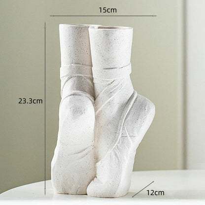DecorBites™ Ballet Shoes Vase: Realistic Dancer Portrait Sculpture for Home Decoration