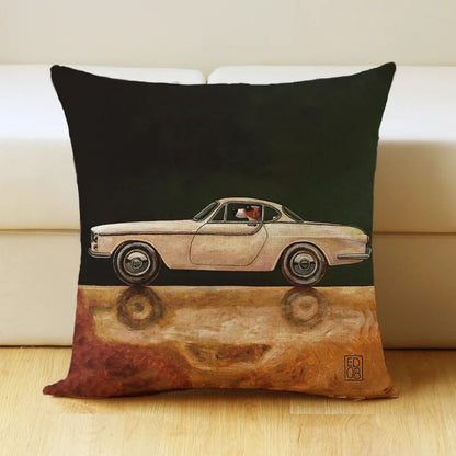 DecorBites™ Cartoon Dog Car Drive Pillow Cover 45x45cm Linen Sofa Home Decor