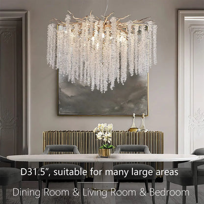 DecorBites™ Crystal Tassel Chandelier: Elegant Dining Room Pendant Light Fixtures