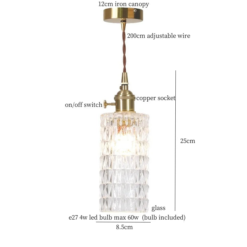DecorBites™ Clear Glass LED Copper Pendant Lighting for Minimalist Decor