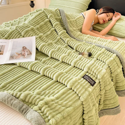 Manta de peluche DecorBites™ Cozy Faux Rabbit, estilo nórdico, gruesa y cálida, chal para siesta supersuave