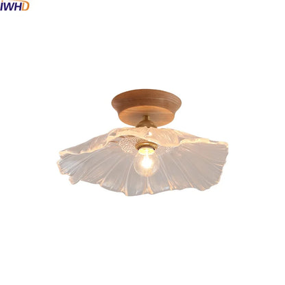 DecorBites™ Glass Wood LED Ceiling Light Modern Ceiling Lamp