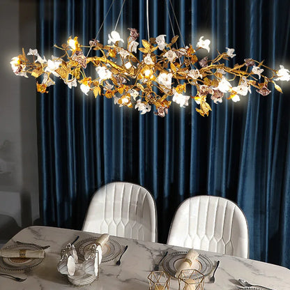 ثريا DecorBites™‎ النحاسية المعلقة على شكل فرع لغرفة المعيشة الفاخرة والمطعم