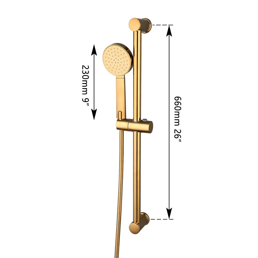 DecorBites™ Gold Finished Handheld Shower Rod Wall Mounted Double Hole Taps