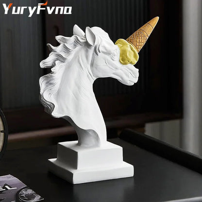DecorBites™ Ice Cream Horse Head Resin Sculpture Figurine for Home Office Decor & Gifts