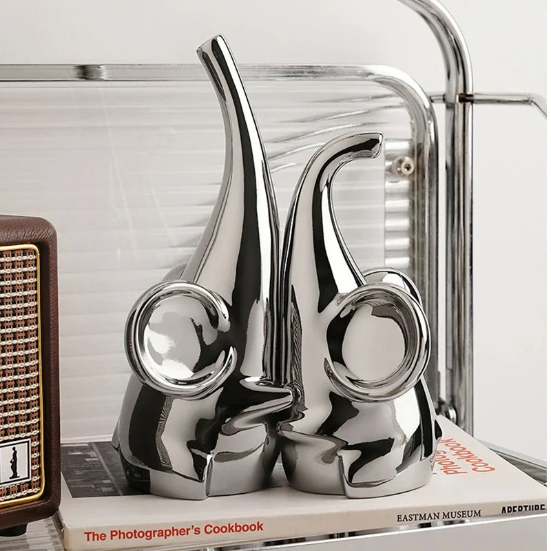 DecorBites™ Elephant Sculpture: Ceramic Nordic Decor for Home & Office Shelving