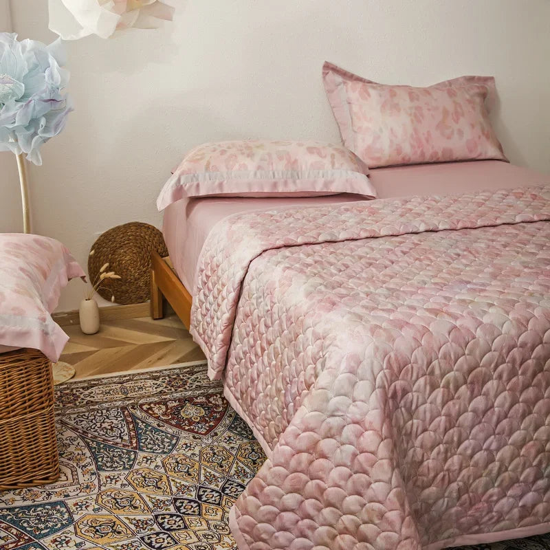 Decobites Lyocell Quilted Bedspread Set with Thick Bed Sheets and Pillowcases