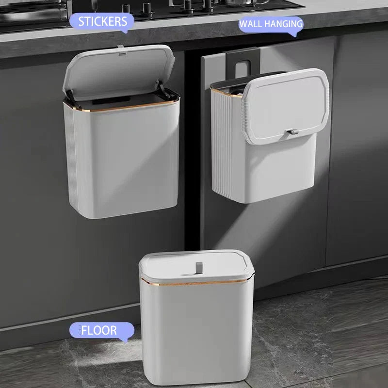 DecorBites™ Kitchen Trash Can Wall Mounted Hanging Bin with Lid