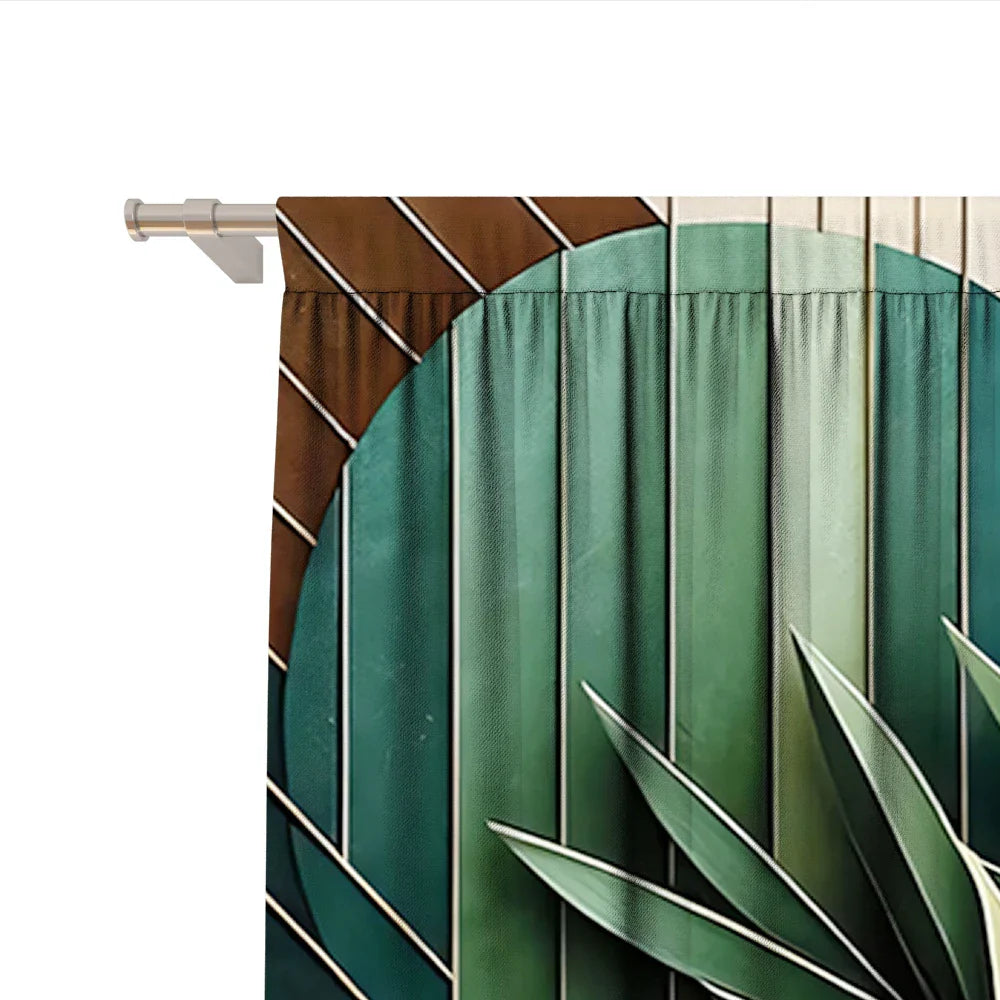 Decobites Green Turtle Leaf Curtains for Kitchen, Coffee Shop, Living Room - Stylish Home Decoration