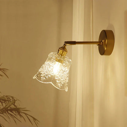 DecorBites™ Brass Mirror Wall Sconce with Glass Shade for Bedroom and Living Room