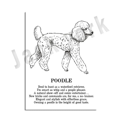 DecorBites™ Dog Breed Poetry Poster Collection: Vizsla, Pomeranian, Manchester Terrier, and More