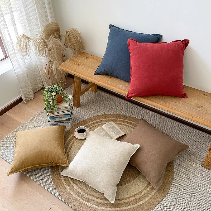 DecorBites™ Linen Fringed Pillow Cover for Home Bed Sofa Decoration