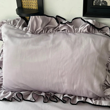 طقم أغطية سرير DecorBites™ Cooling Silky Ruffled مقاس 180×220 - 4 قطع ملاءة ناعمة وملائمة