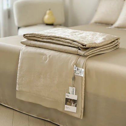 Decobites Silky Soft Cool Champagne Jacquard Summer Comforter Blanket