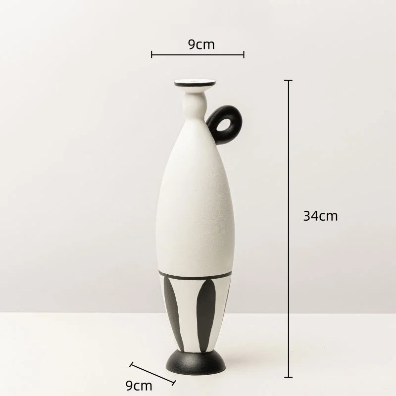 Jarrón de resina DecorBites™ con líneas negras geométricas - Decoración floral artesanal para el hogar