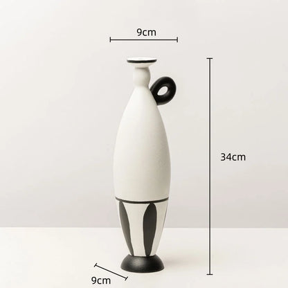 Jarrón de resina DecorBites™ con líneas negras geométricas - Decoración floral artesanal para el hogar
